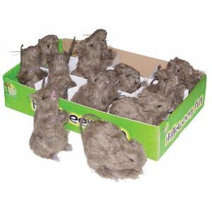 4-Inch Brown Furry Rat Decorations, 12 Count