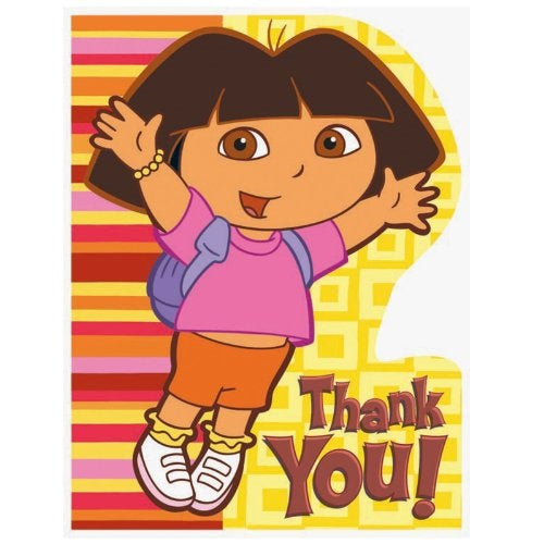 Multicolor Dora and Friends Thank You Card: Fiesta-themed Gratitude! (24/Pk)