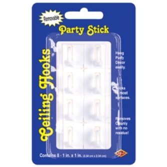 PARTY STICK CEILING HOOKS 8/PKG 1"X1"