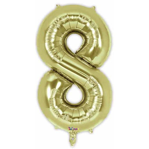 34 Inch Number 8 Balloon in White Gold