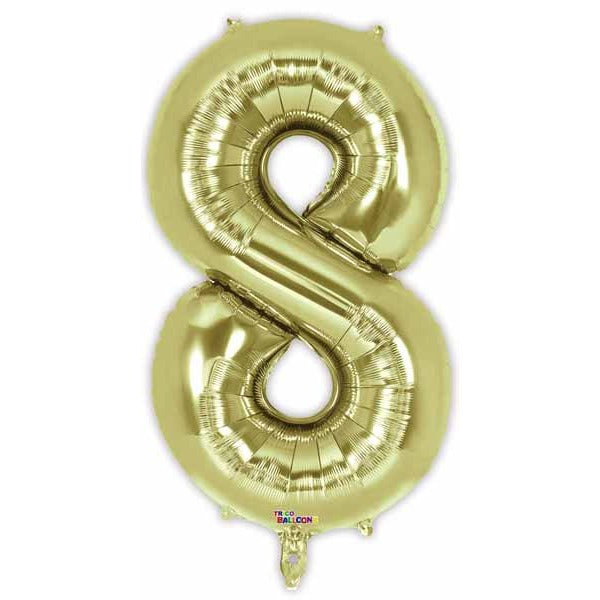 34 Inch Number 8 Balloon in White Gold