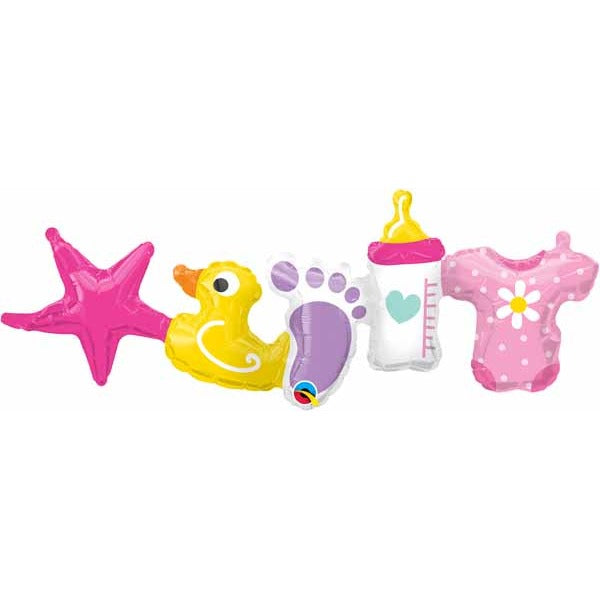 Pink Baby Girl Foil Balloon Garland