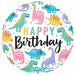 Colorful Dinos Birthday 18-Inch Round Foil Balloon