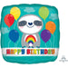Happy Birthday Sloth Rainbow 18" Square Foil Balloon
