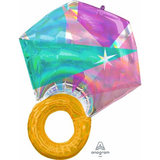 27-Inch Holographic Wedding Ring Foil Balloon