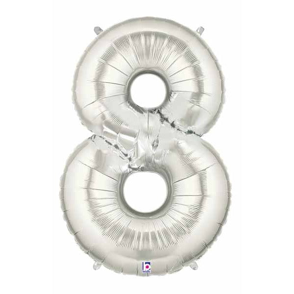 34-Inch Silver Number 8 Megaloon Balloon