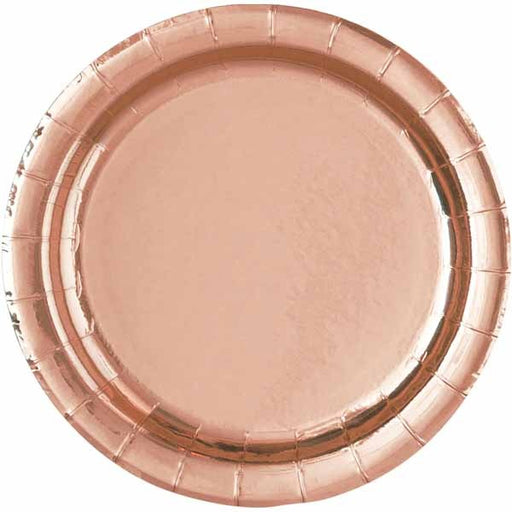 Rose Gold 7-Inch Round Party Plates, 8 Pack