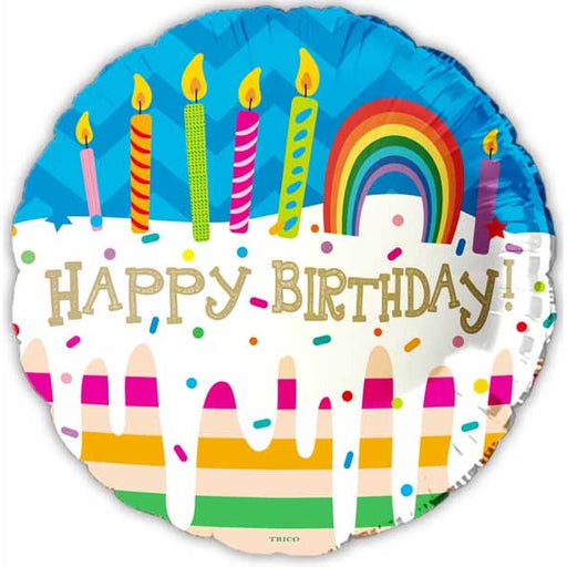 Happy Birthday Rainbow Cake 18-Inch Foil Balloon