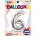 34 Inch Silver Number 6 Foil Balloon