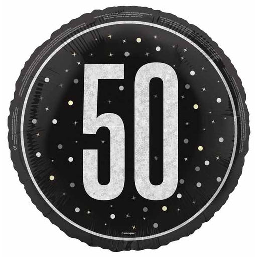 Black Glitz 50th Birthday Foil Balloon, 18 Inch