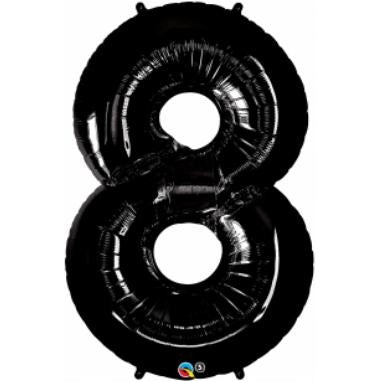 Black Number 8 Balloon, 34 Inch