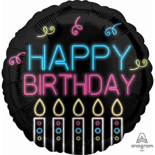 Neon Birthday 18" Round Foil Balloon