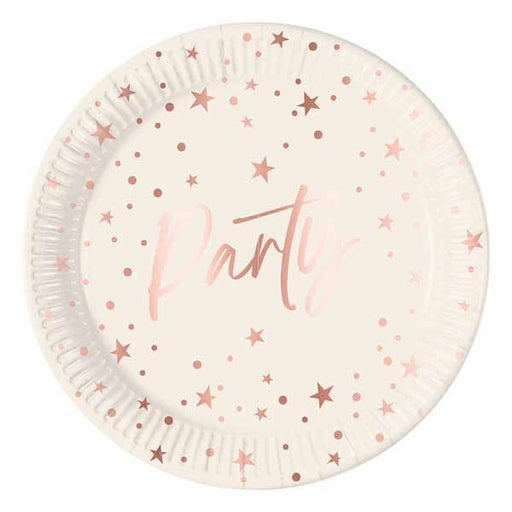 Rose Gold Party 9-Inch Paper Plates, 8 Count