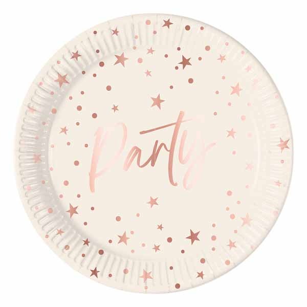 Rose Gold Party 9-Inch Paper Plates, 8 Count