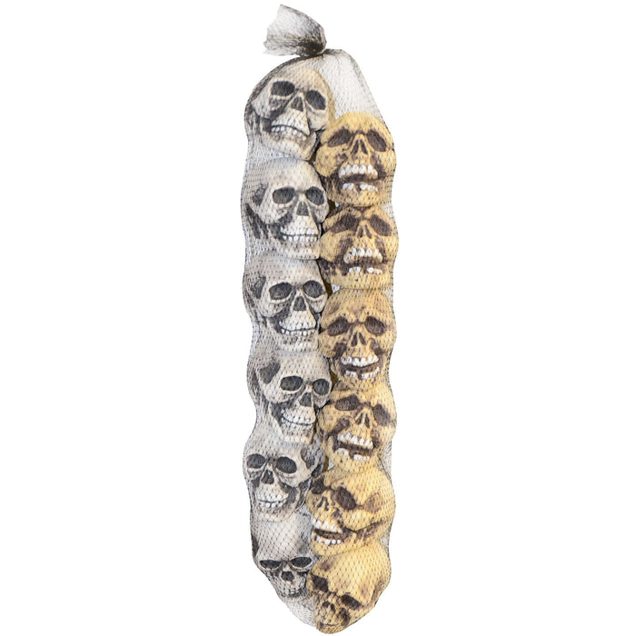 Bag of Skulls Halloween Decorations, 12 Pieces