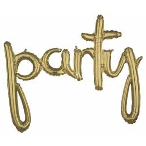 White Gold “Party” Script Balloon