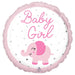 Baby Girl Elephant 18-Inch Round Foil Balloon