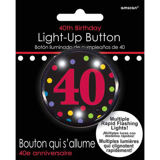 "40Th Birthday Flashing Button With 6Cs"