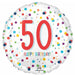 50th Birthday Confetti Print 18-Inch Round Foil Balloon