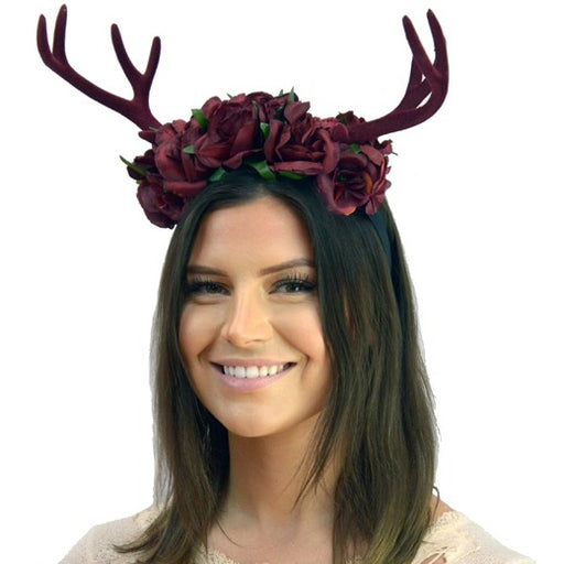 Antlers Headband with Flowers