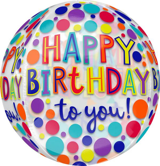 Happy Birthday Jewel Tones Orbz 16" Balloon