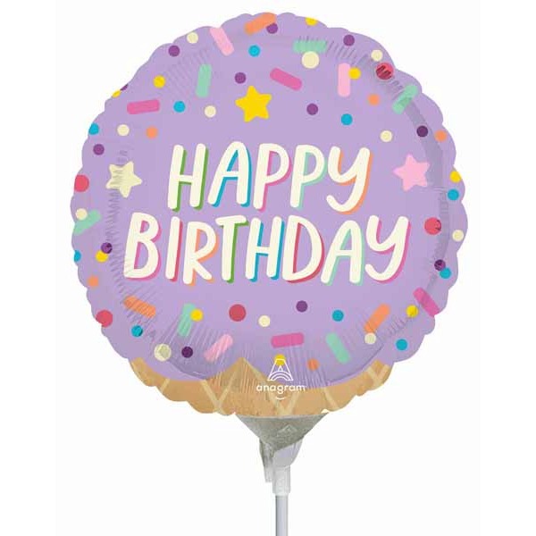 Ice Cream Party Happy Birthday 9" Round Foil Balloon