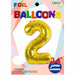 34-Inch Gold Number 2 Foil Balloon