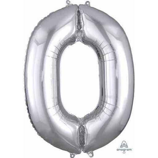 26 Inch Silver Number 0 Foil Balloon