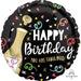 Gold Bubbly Happy Birthday Round Foil Balloon, 18 Inch
