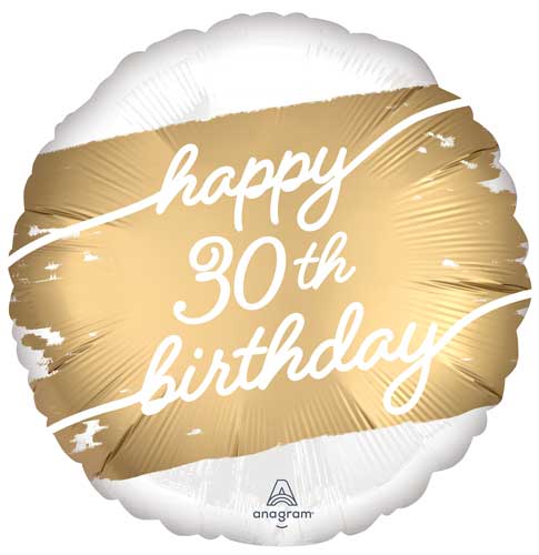 Golden Age 30: Celebratory 18" Foil Balloons for a Happy 30th Birthday (5/Pk)