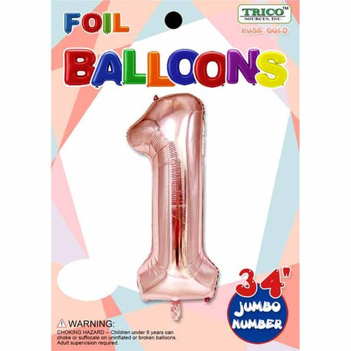 34-Inch Rose Gold Number 1 Foil Balloon