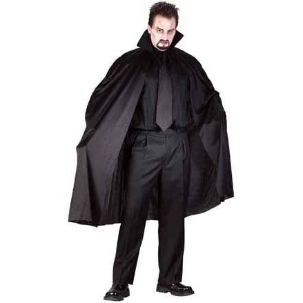 Black Polyester Costume Cape with Neck Tie, 45 Inches