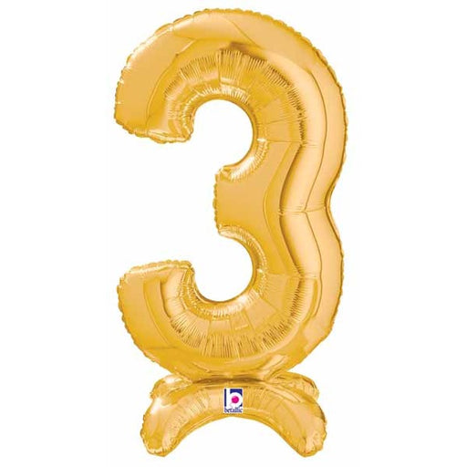 Megaloon Gold Number 3 Stand-Up Balloon, 25 Inch