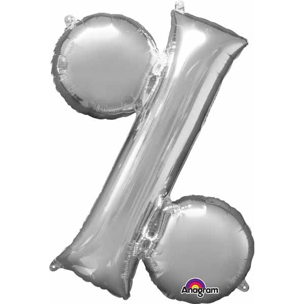 34-Inch Silver Percent Sign Foil Balloon