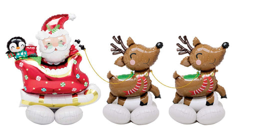 99" Santa And Reindeer Airloonz Kit - Christmas Decor