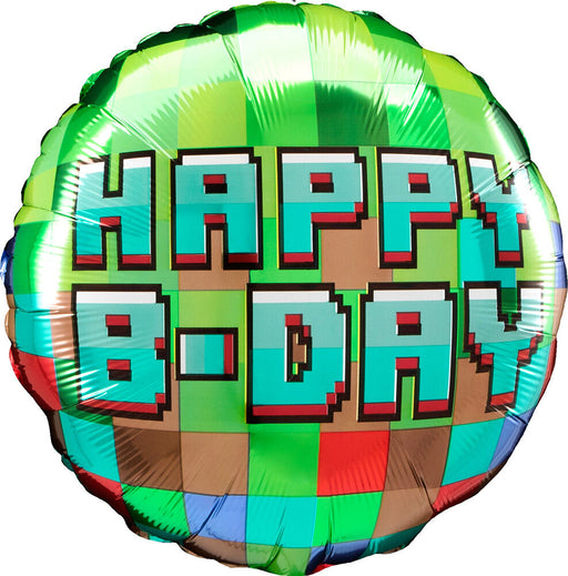 Pixel Party Fun: Happy Birthday 18″ Balloon (5/Pk)