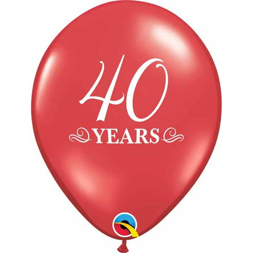 40 Years Ruby Red 11-Inch Latex Balloons, 50 Count
