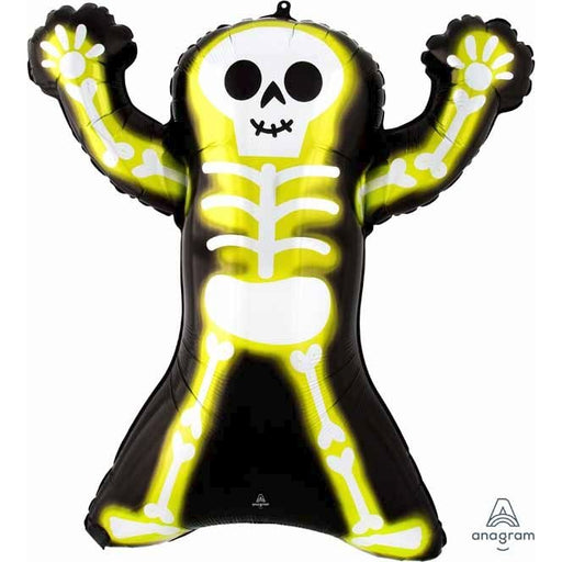 Neon Skelly Skeleton Foil Balloon, 30 Inch