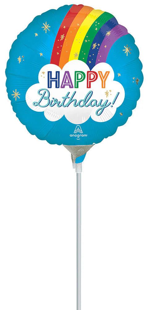 Satin Happy Birthday Rainbow 9" Air-fill Balloon (10/Pk)