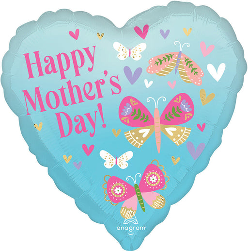 Happy Mother's Day 18" Foil Balloon Butterflies Heart (5/Pk)