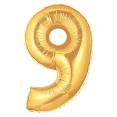 7-Inch Gold Megaloon Number 9 Balloon