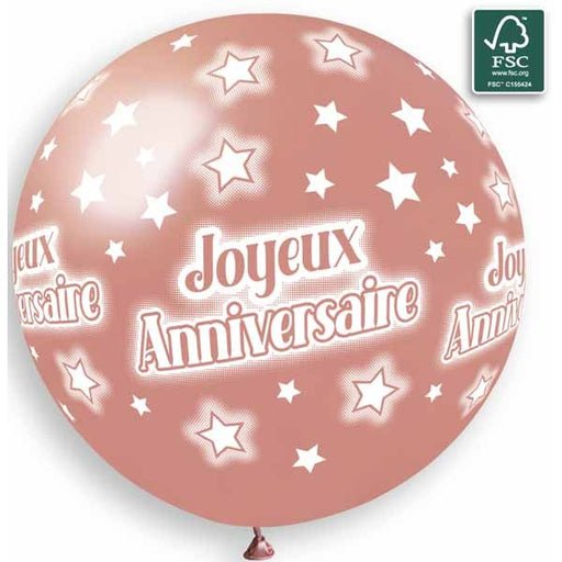 Gemar 31" Joyeux Anniversaire Rose Gold Foil Balloon