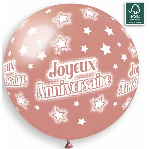 Gemar 31" Joyeux Anniversaire Rose Gold Foil Balloon
