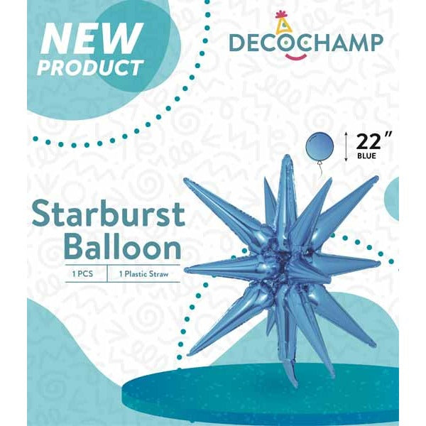 Decochamp 22-Inch Blue Starburst Foil Balloon