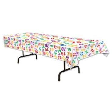 70th Birthday Plastic Table Cover, 54 x 108 Inches