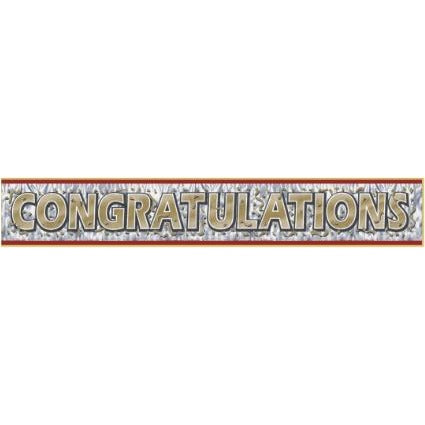 8"X5' MET. CONGRATS BANNER W/GOLD LETTER