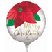 "4" Round Mylar Poinsettia Decoration For Christmas"
