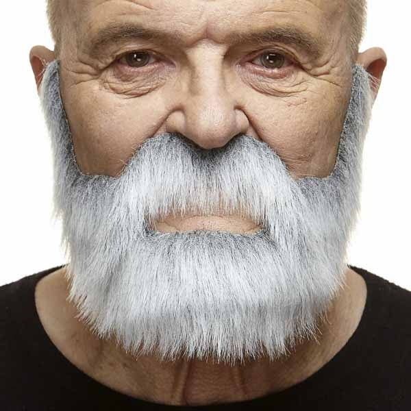 MOUSTACHE & BEARD WH ITE/GREY 24CM X 17CM