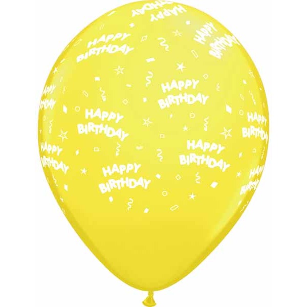 HAPPY BDAY ALL OVER 12" 50/BAG YELLOW