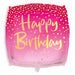 Pink Happy Birthday Square Foil Balloon, 18 Inch